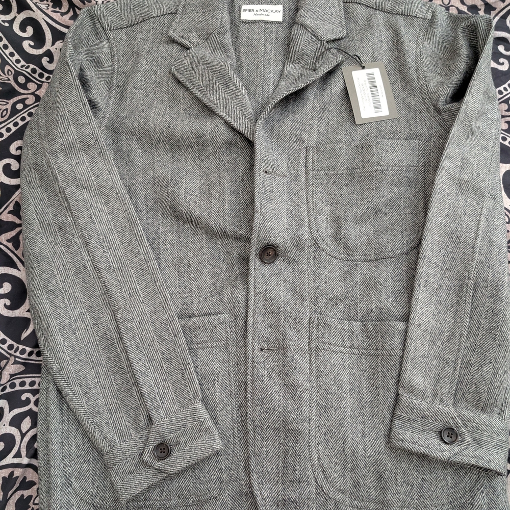 Men's Gray Herringbone Jacket